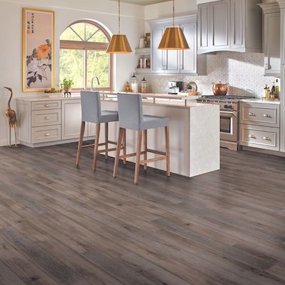 luxury vinyl plank floors in a stylish kitchen